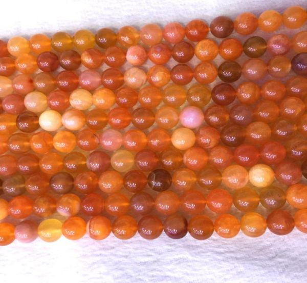 Pedra genuína natural brasil vermelho laranja calcedônia carnelian redonda contas de joias soltas 612mm 155quot 054041699175