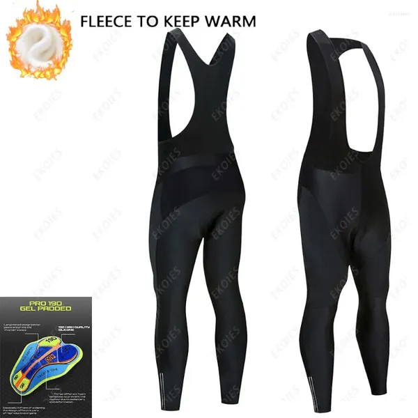 Vestuário de motocicleta preto ciclismo bib shorts unisex inverno lã térmica calças compridas à prova de choque mountain bike bicicleta wear collants