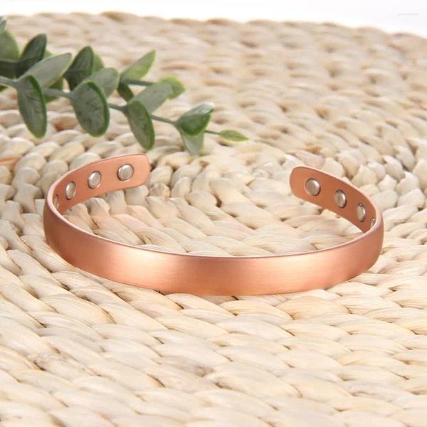 Pulseira de cobre pulseira para homens mulheres pulseiras magnéticas 99.99% sólido puro com 3500 ímãs gauss jóias ajustáveis
