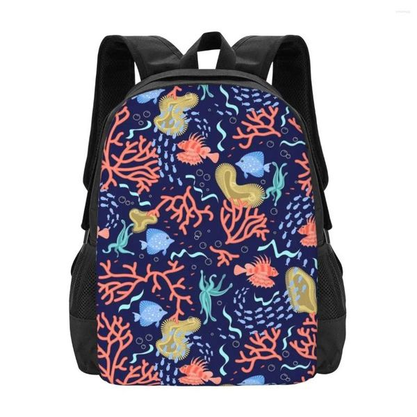 Школьные сумки, тропический морской рюкзак, мужские рюкзаки с рисунком подводной жизни, каваи, дизайн для старшего университета