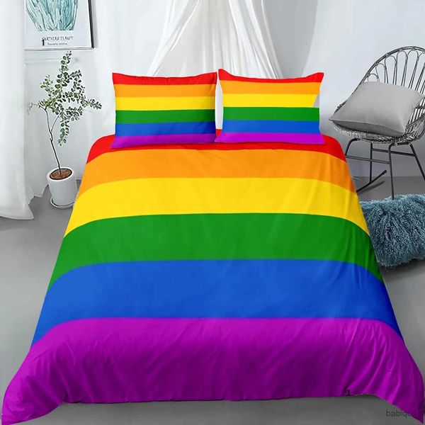 Conjuntos de cama Rainbow Duvet Cover Set Colorido Glitter Rainbow Bedding Set para Kid Boy Girl Multicolor Consolador Capa de Poliéster Quilt Cover