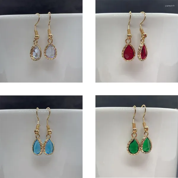 Orecchini pendenti Goccia di cristallo colorato 9x15mm Gancio per l'orecchio Fascino Moda Gioielli in vetro colorato Collana fai da te Accessori da donna squisiti