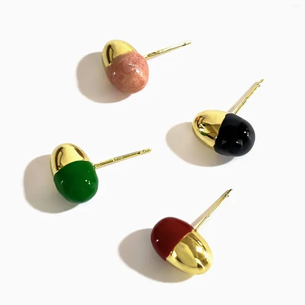 Orecchini a bottone Peri'sbox Simpatico regalo di San Valentino creativo da donna in smalto colorato placcato oro Piccoli orecchini a bottone tutti i giorni