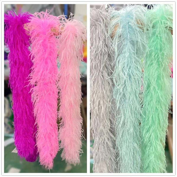 2 metros de penas de avestruz natural boa 6ply penas de avestruz guarnição xale tingido várias roupas de festa decoração pluma cachecol 240119