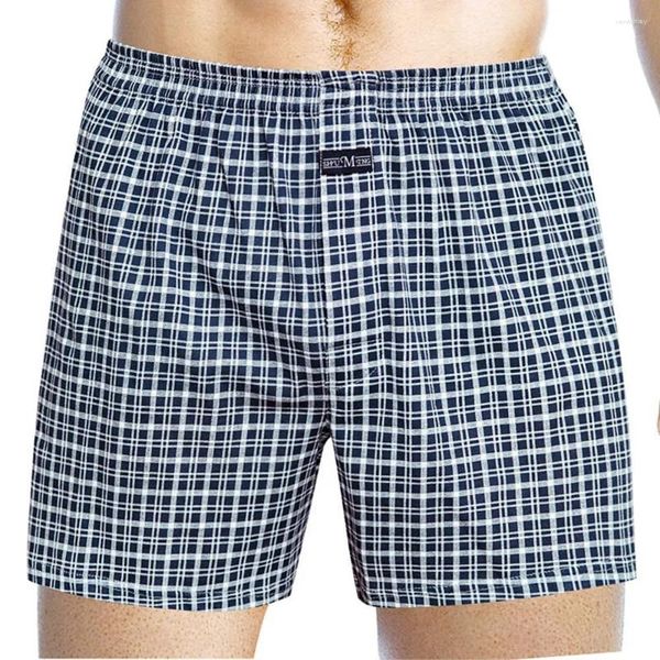 Mutande Boxer da uomo Pantaloncini Intimo da uomo Casual Home Uomo Plaid Allentato Homewear Abbigliamento da notte Maschile in cotone traspirante