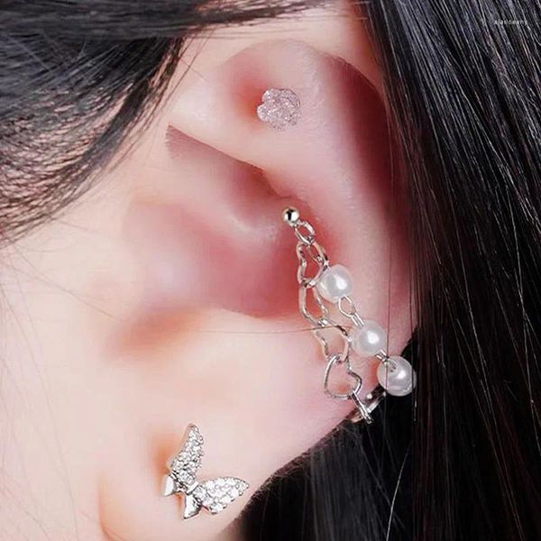 Orecchini a bottone 1PC Cuore Conchiglia Orecchini a bottone Helix Orecchini industriali Cartilagine Gioielli 16g 20g Bar Ear-Lobe Piercing Accessori Coreano