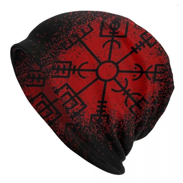 Berets Bonnet Chapéus Viking Homens Mulheres Finas Skullies Beanies Hat Vegvisir Red Spray Outono Primavera Quente Cap Design Caps