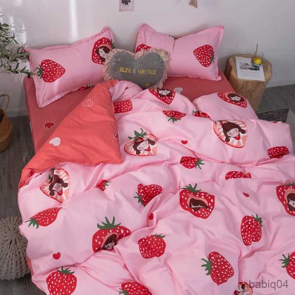 Conjuntos de cama Nova moda amor coração conjunto de cama meninas crianças adultos quarto decoração estilo princesa colcha capa 180x220cm morango capa de edredão