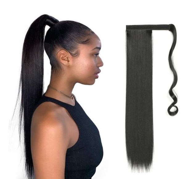 22 Polegada sintético falso cabelo rabo de cavalo extensão em linha reta kinky encaracolado extensões pônei cauda loira wzg hp18724240506