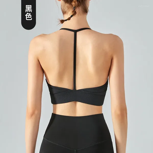 Camisas ativas ai t-back alça de pescoço lindo sutiã traseiro absorvente esportes almofada de peito yoga fitness para mulheres