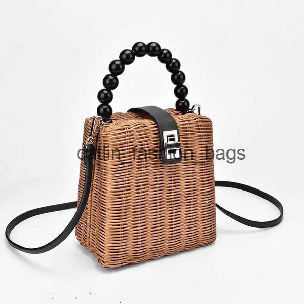 Umhängetaschen 2019 Marke Designer Perle handgewebte Strohtasche Frauen Samll Tote für Sommer Reise Griff Tasche Damen GirlH24217