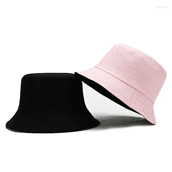 Berets 2024 Double Side Bucket Hat Unisex Pure Color Panama Fedoras Outdoor Fisherman Visor Basin Caps