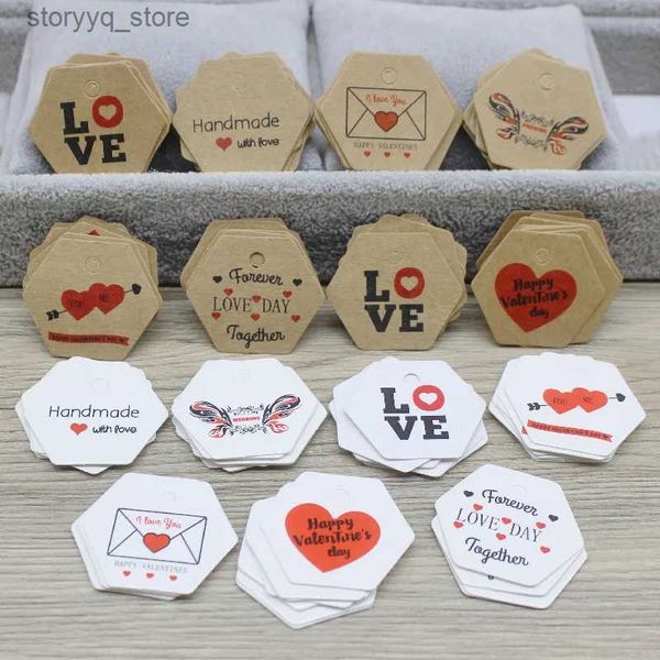 Etiketten Tags Zerong3x3,5cm Kraft/Weiß Handgefertigter AnhängerHappy Valentinstag Geschenke Hängeetiketten Papier LIEBE Herzanhänger Partyzubehör Dekoration Q240217