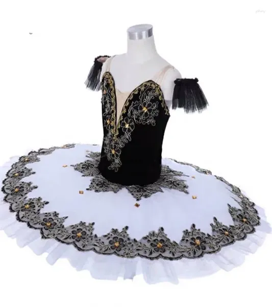 Stage Wear Body in velluto nero Tutu di balletto per bambini Costumi professionali.TUTU-5