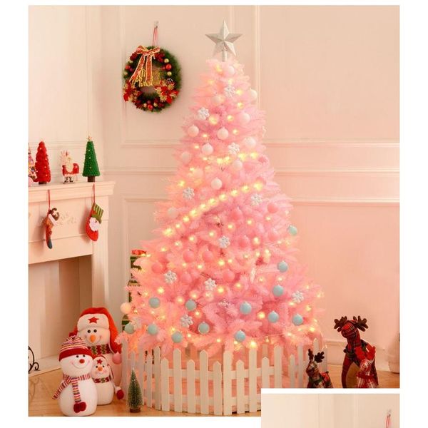 Decorações de Natal PVC Rosa Decoração de árvore de Natal 1.2m 1.5m 1.8m Árvores ecológicas podem pendurar ornamentos Drop Delivery Home Garde Dh60u