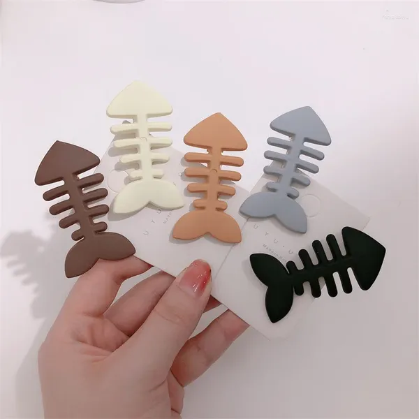 Accessori per capelli Estate divertente plastica tinta unita lisca di pesce semplici clip per ragazza bambini carino Kawaii Giappone Corea tornante moda