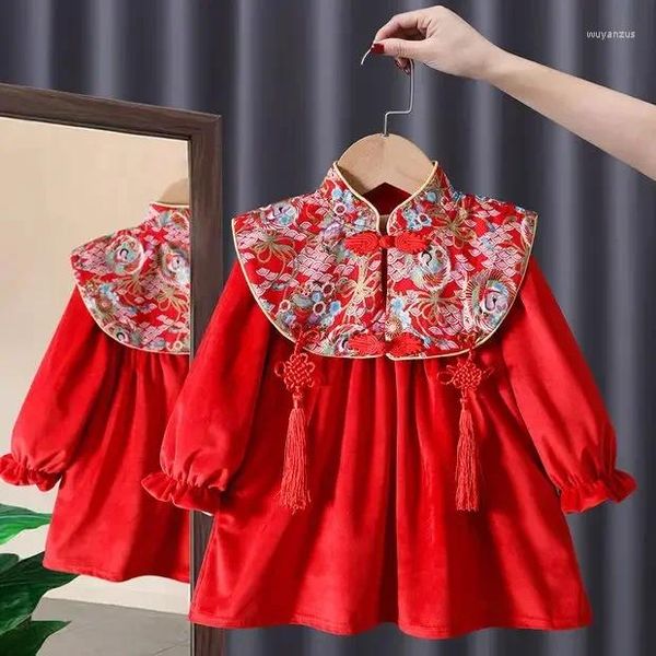 Etnik Giyim 10 Renk Bebek Kızlar Cheongsam Hanfu Elbise Pantolon Sevimli Nakış Çocukları Kıyafet Noel Çin Yıl Kostüm Hediyesi