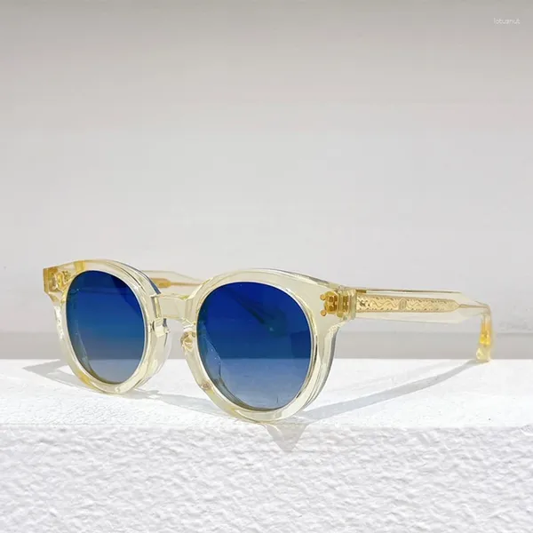 Sonnenbrille, rund, Vintage, dick, Acetat, für Herren und Damen, Original-Marken-Designer-Brille, Produkte im Trend von hoher Qualität