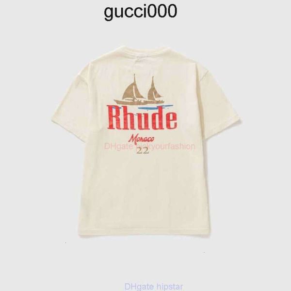 Дизайнерская модная одежда Футболки Футболка Rhude Sailing Футболка с коротким рукавом Мужская хлопковая уличная одежда Hbx Топы Повседневная спортивная одежда Рок Хип-хоп на продажу SR4V