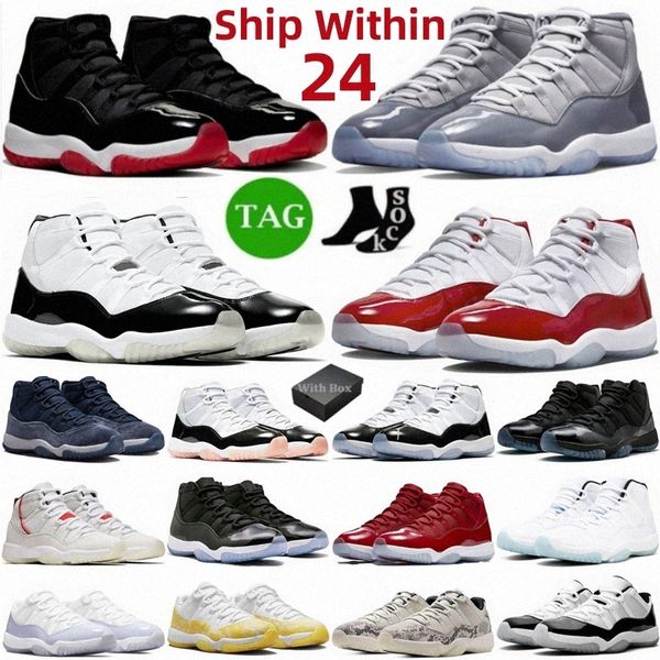 Jumpman 11 Cherry Cool Grey Midnight Navy 11s Basketballschuhe für Männer Frauen 25. Neapolitanisches Jubiläum Concord Bred Low DMP Yellow Snakeskin Gamma W N68P #