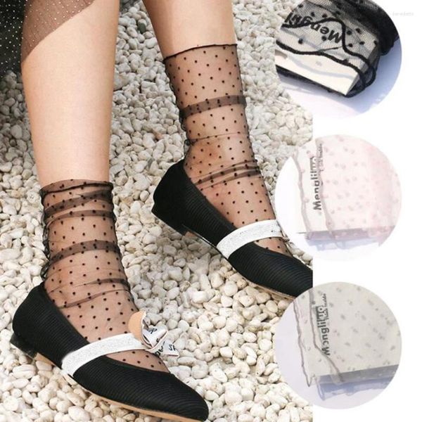 Frauen Socken 2024 Sommer Dot Tüll Atmungs Transparent Sexy Ultra-dünne Weibliche Mesh Kleine Tupfen