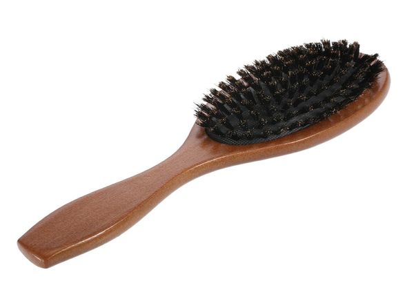 Escova de cabelo com cerdas de javali natural, pente antiestático para cabelo, couro cabeludo, cabo de madeira de faia, ferramenta de estilo 5227805