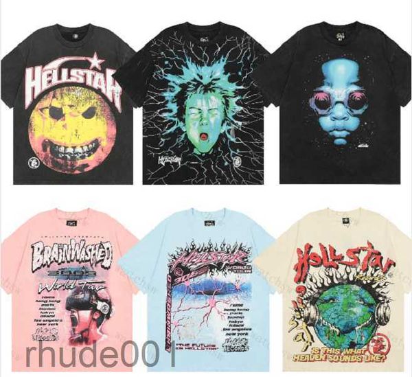 Marca de moda americana Hellstar Abstract Body adota estampa divertida vintage de alta qualidade de algodão duplo designer casual camisetas de manga curta para homens e mulheres WRIG JWK0