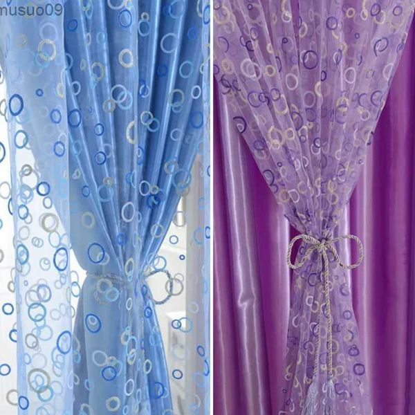 Cortina de luxo jacquard transparente para sala de estar, quarto, organza, voile, decoração de hotel, azul, amarelo, roxo, transparente