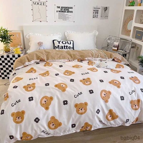 Conjuntos de cama rosa tulipa conjunto de cama dos desenhos animados amor coração capa edredão rainha tamanho gêmeo completo folha plana caso floral kawaii roupa cama