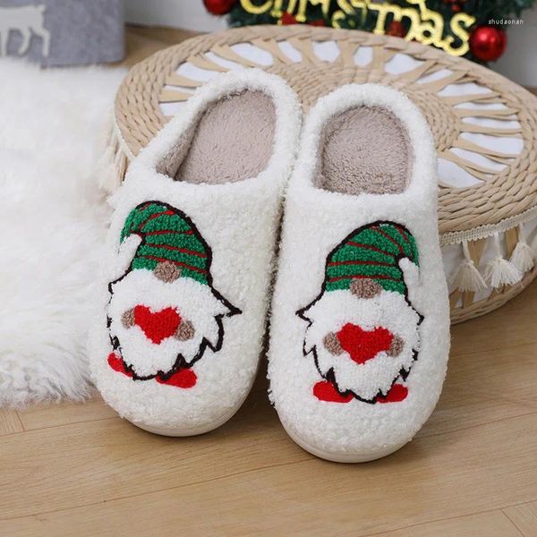 Hausschuhe Frauen Cartoon Weihnachten Zwerg 2024 Winter Weiche Warme Plüsch Hause Nicht Slip Cotten Slipper Bequeme Schuhe Jahr Geschenke