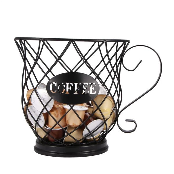 Kaffeekapsel Universal Aufbewahrungskorb Tasse Vintage Pod Organizer Halter Schwarz für Home Cafe el 240201