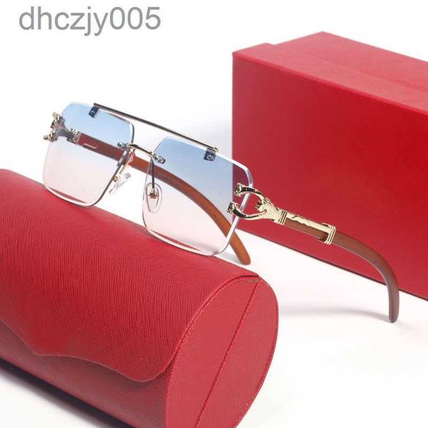 Ct7234 Coole Sonnenbrille für Herren, Carti-Sonnenbrille, Übergröße, quadratisch, Leopardenarme, Doppelstab, Nasensteg, blau, lila, Metall, Brillengestell, Holz, amerikanische Brille, Uv400, CKS1