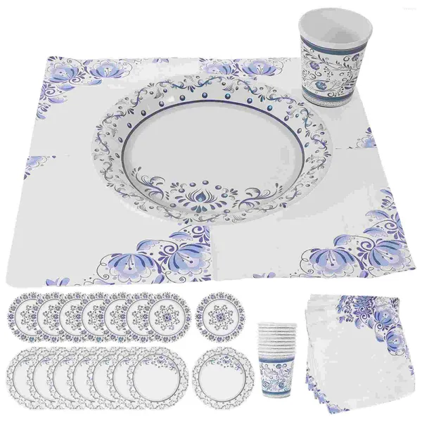 Set di stoviglie che servono piatti di carta per feste di compleanno, tazze per torta usa e getta decorative, stoviglie per cena