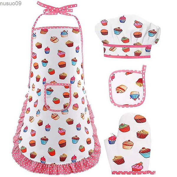 Schürzen 1 Set Kinder Kochkostüm Küchenschürze Handschuh Hut Rollenspiel Kochschürze