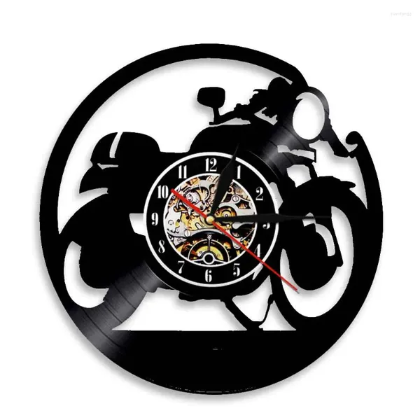 Relógios de parede Clássico Cafe Racer Retro Record Clock para Home Coffee Shop Bar Club Motocicleta Sombra Silenciosa Quartzo