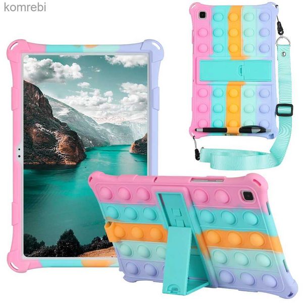 Capa para tablet PC Sacos Soft Bubble Kids Case para Samsung Galaxy Tab A7 10.4 A8 10.5 SM-X200 Tablet Cover Tab S6 Lite S5E 10.5 S7 S8 11T870 Shell + StrapL240217