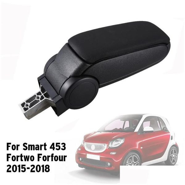 Bracciolo in pelle per scatola portaoggetti per auto per Smart 453 Fortwo Forfour 2023-2023 Accessori interni Nero Drop Delivery Cellulari Mo Dhixc