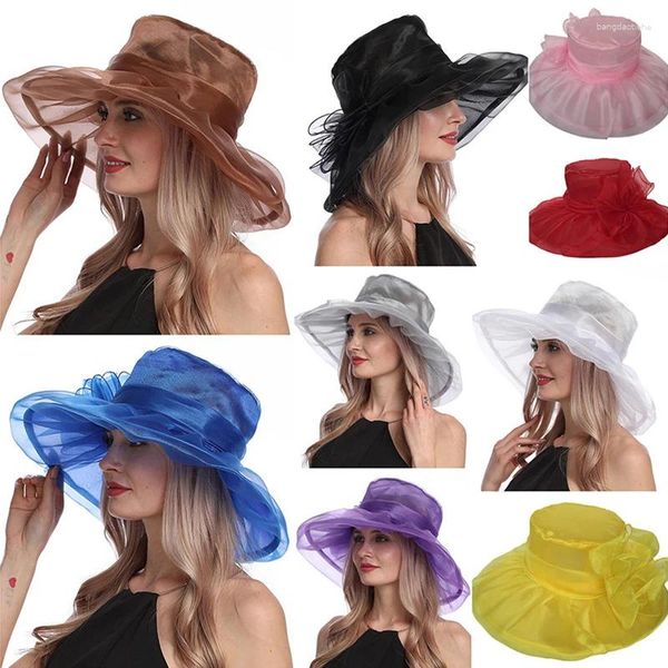 Berretti Moda per le donne Cappelli da sole estivi Cappello da spiaggia da donna elegante a tesa larga Cappello pieghevole anti-ultravioletto Berretto a secchiello