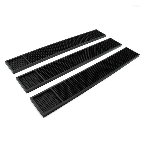 Tapetes de mesa 3pcs Rail Bar Mat Borracha Serviço Derramamento para Counter Top Black Home Non-Slip Dren Pad Desk