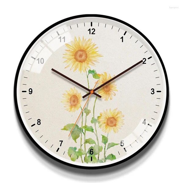 Orologi da parete Creativo 3D Fiore Stile Girasole Rosa Orologio Moda Arte Lusso Camera da letto di grandi dimensioni