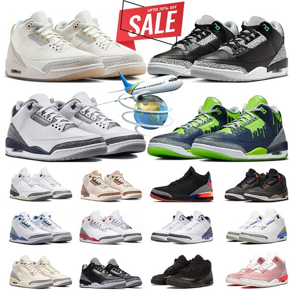 MIT GESCHENK Jumpman 3 Basketballschuhe 3s Palomino White Cement Reimagined Ivory Hugo Black Cement Fire Red Dark Iris Lucky Green Herren-Trainer Damen-Turnschuhe Sport