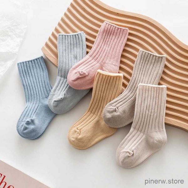 Crianças meias outono inverno 100% algodão meias do bebê para crianças meninas menino cor sólida criança meias de malha crianças tubo para 0-5 anos