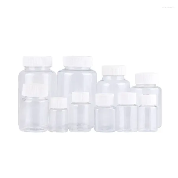 Bottiglie di stoccaggio 10 pezzi Sigillo trasparente Bottiglia vuota di plastica Solido Fiala di polvere Contenitore Reagente Imballaggio Riutilizzabile 15 ml