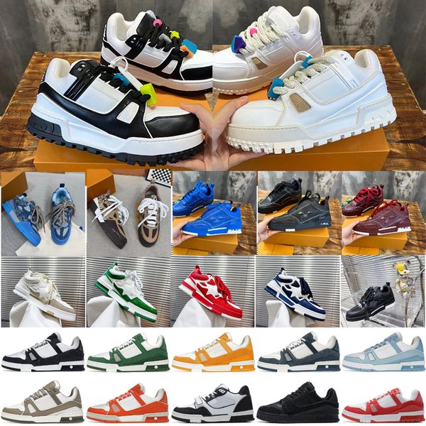 Tasarımcı Ayakkabı Kabartmalı Virgil Trainer Spor Sneaker Beyaz Siyah Sky Mavi Yeşil Denim Pembe Kırmızı Lüksler Erkekler Günlük Spor ayakkabılar düşük platformlu kadın eğitmenleri Boyut 36-45 Kutu