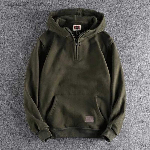 Erkek Hoodies Sweatshirts Erkek Giysileri Yeşil Sweatshirt Erkekler için Hooded Hoodies Sıradan Pamuk Yenilik ve Hoş Geldiniz Anlaşması Kış 90'lar Vintage Overfit Q240217