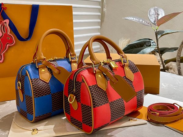 SPEDY 18 DAMIER POP Мужская сумка через плечо Дизайнерская брендовая сумка в клеточку Сумка через плечо Damier Pop с покрытием из парусины N40595 N40611