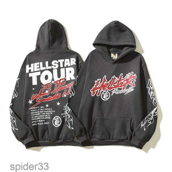 Tasarımcı Hoodie Hellstar Erkekler Pullover Spiderweb Yıldız Flash Uzun Kollu Sokak Hip-Hop Sweatshirts Mavi Kırmızı Gri Siyah Beyaz Yoga Vintage Hoodios XBDF