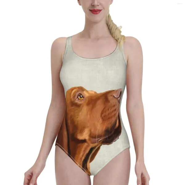Kadın Mayo Bay Vizsla Tek Parça Mayo Kadın Seksi Klasik Sırtsız Bodysuit Plaj Banyosu Giyim Evcil Köpek Köpek Sevimli Sanat