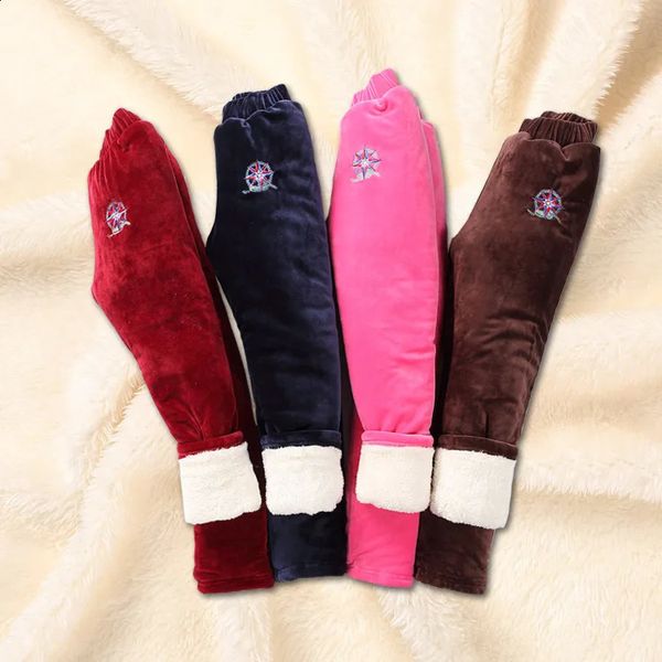 Calças infantis inverno neve plus veludo calças grossas moda legging crianças bebê meninas meninos roupas quentes ao ar livre 240131