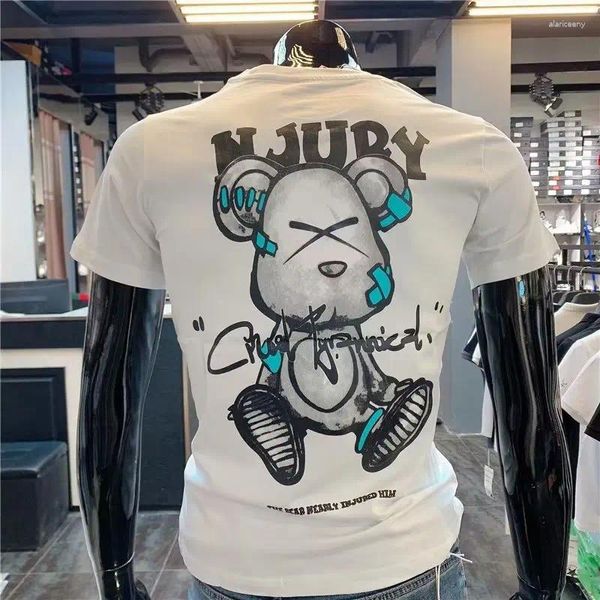 Homens camisetas T-shirt de algodão Japão Verão Cool Bear Manga Curta Top de Alta Qualidade Camisa Branca O-pescoço Tee Roupas Masculinas 2024